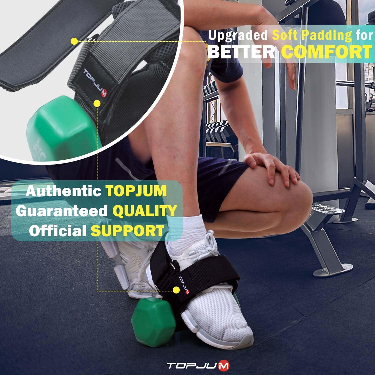 TOPJUM Dumbbell Foot Attachment, Tibialis Trainer, Adjustable Ankle Weights for Monkey Feet, Tib Bar, Ankle Straps for Weight Lifting, Leg Workouts at Home for Hip Flexors, Shin Splint, Hamstring