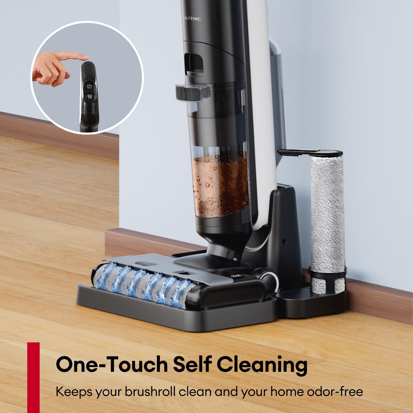 Ultenic Wet Dry Vacuum Cleaner, Cordless Vacuum Mop Combo with Self-Cleaning, 50min Runtime, Smart Mess Detection, Edge Cleaning, LED Display, 3-in-1 Floor Cleaner Machine for Hard Floor, AC1 Elite
