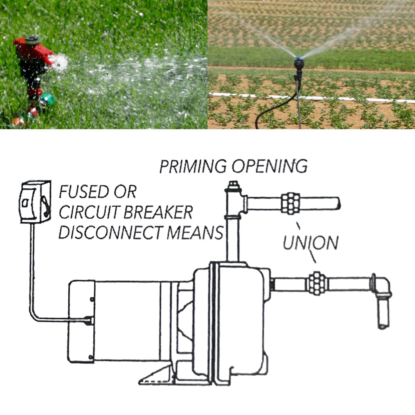 GT15 Self-Priming Centrifugal Pump, 1.5HP, Single Phase Cast Iron Water Pump for Agricultural & Landscape Irrigation