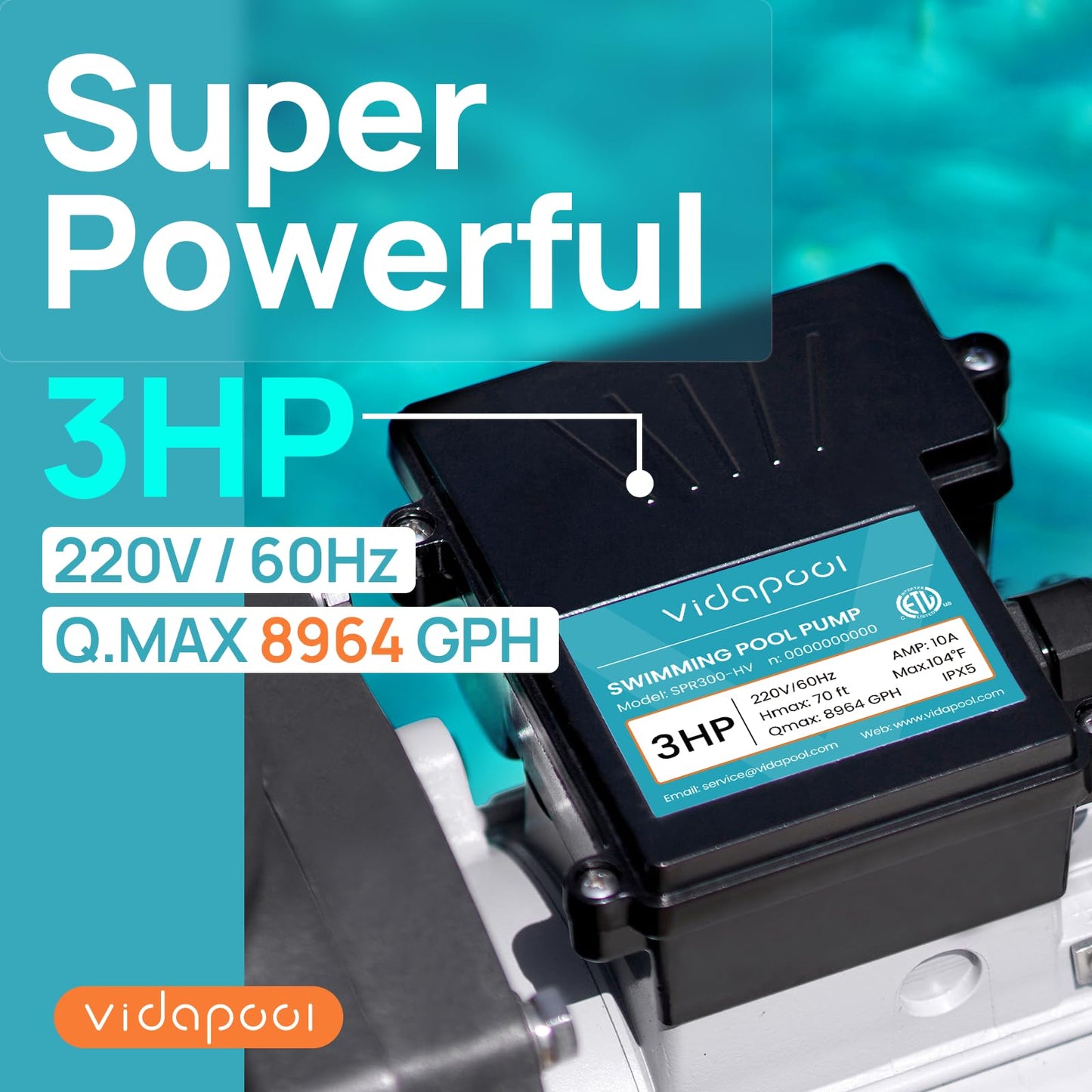 VIDAPOOL In/Above Ground Pool Pump Self Primming High Flow,Deep Grey