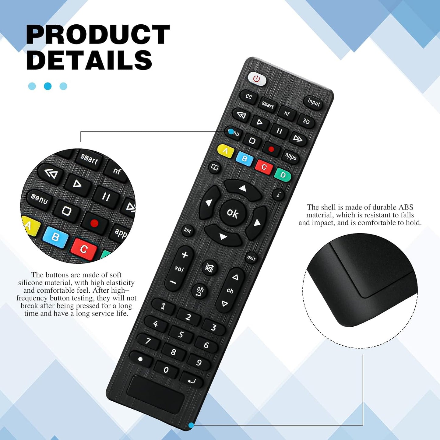 Saysurey 10 Pack 3D TV Remote Universal Replacement Compatible with All Smart TV LED LCD HDTV Series for Motel Hotel