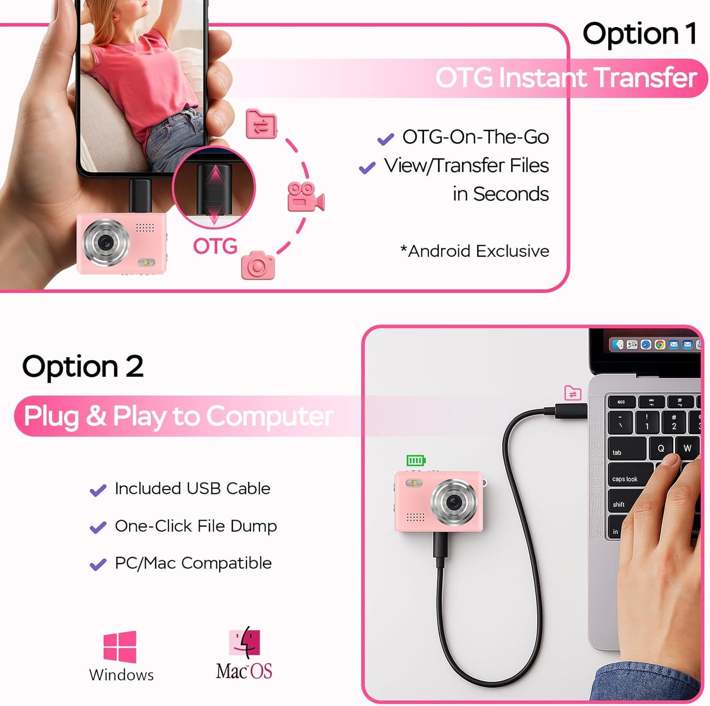 Dienspeak 1080P 64GB 0.96" Mini Camera HD Video Recorder Keychain Digital Camcorder with Card, HD Display, Long Battery