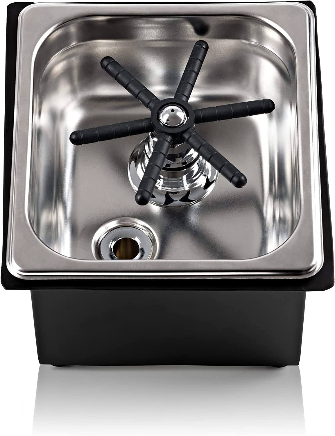 Coffee Armada Glass and Pitcher Rinser – Stainless Steel – High Pressure Auto Jet Washer Press – Essential item for Professional Coffee Shops and Bars 7.3” x 6.9” x 4.5”