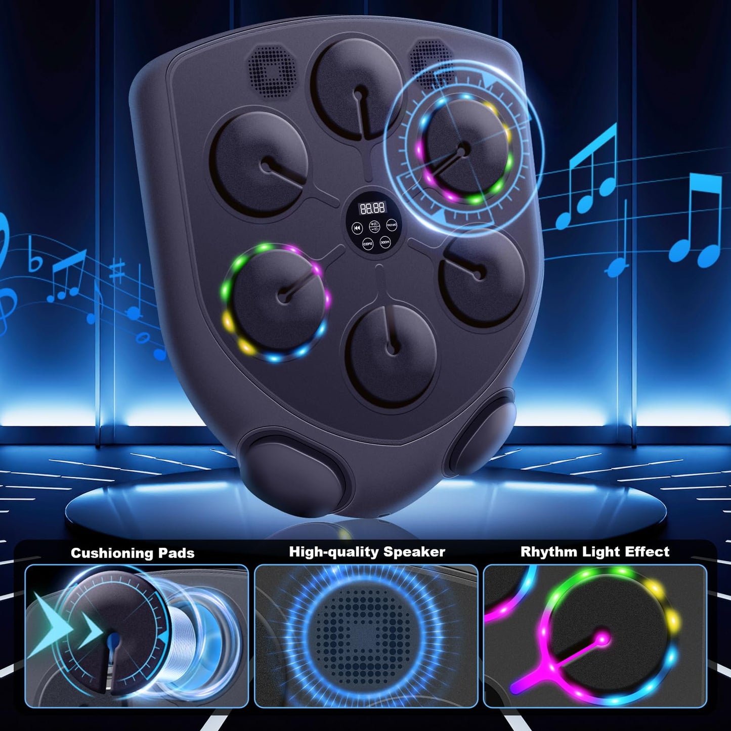 JUOIFIP 2025 Upgraded Version Music Boxing Machine,Smart Boxing Machine for Adults with Gloves,9 Modes & 9 Speeds Wall Mounted Music Punching Machine for Home Gym Office Workout