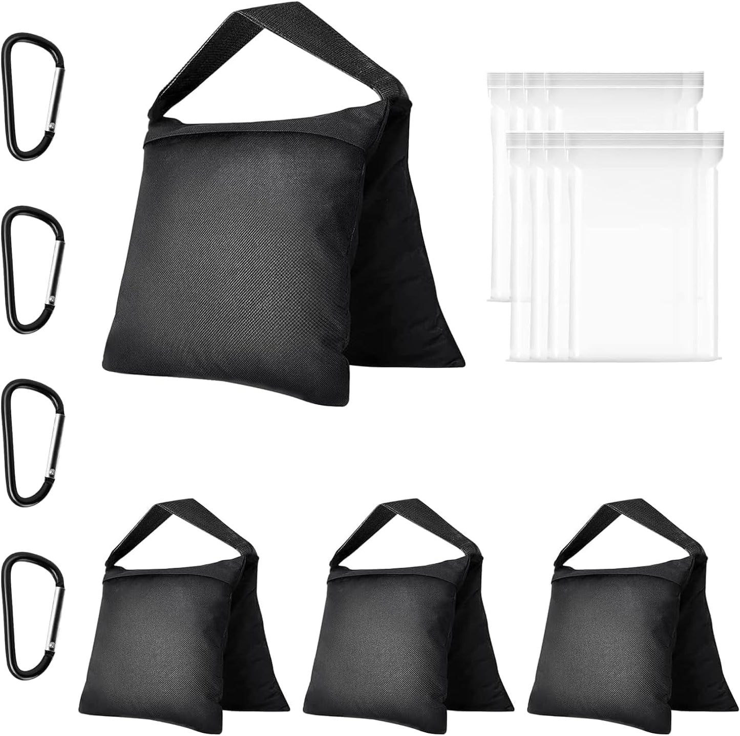 -4 Packs Set(Black) EMART Heavy Duty Sandbag Photo Studio Weight Bag Saddlebag Design for Photography Light Stand