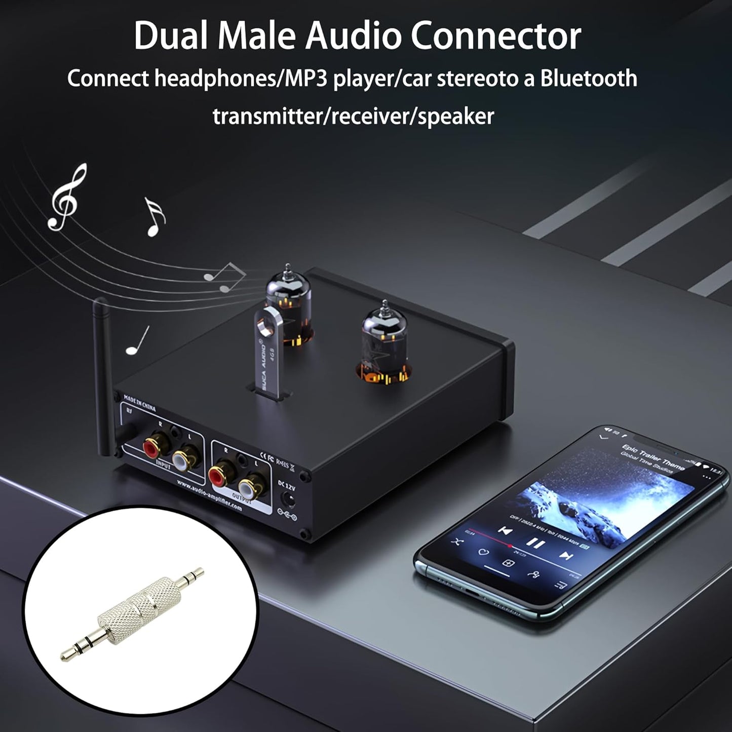 ZCLGOOD 4PCS 3.5mm 1/8 inch MP3 Male to Male Audio Adapter, Metal Stereo Jack Coupler Connector for Headphone