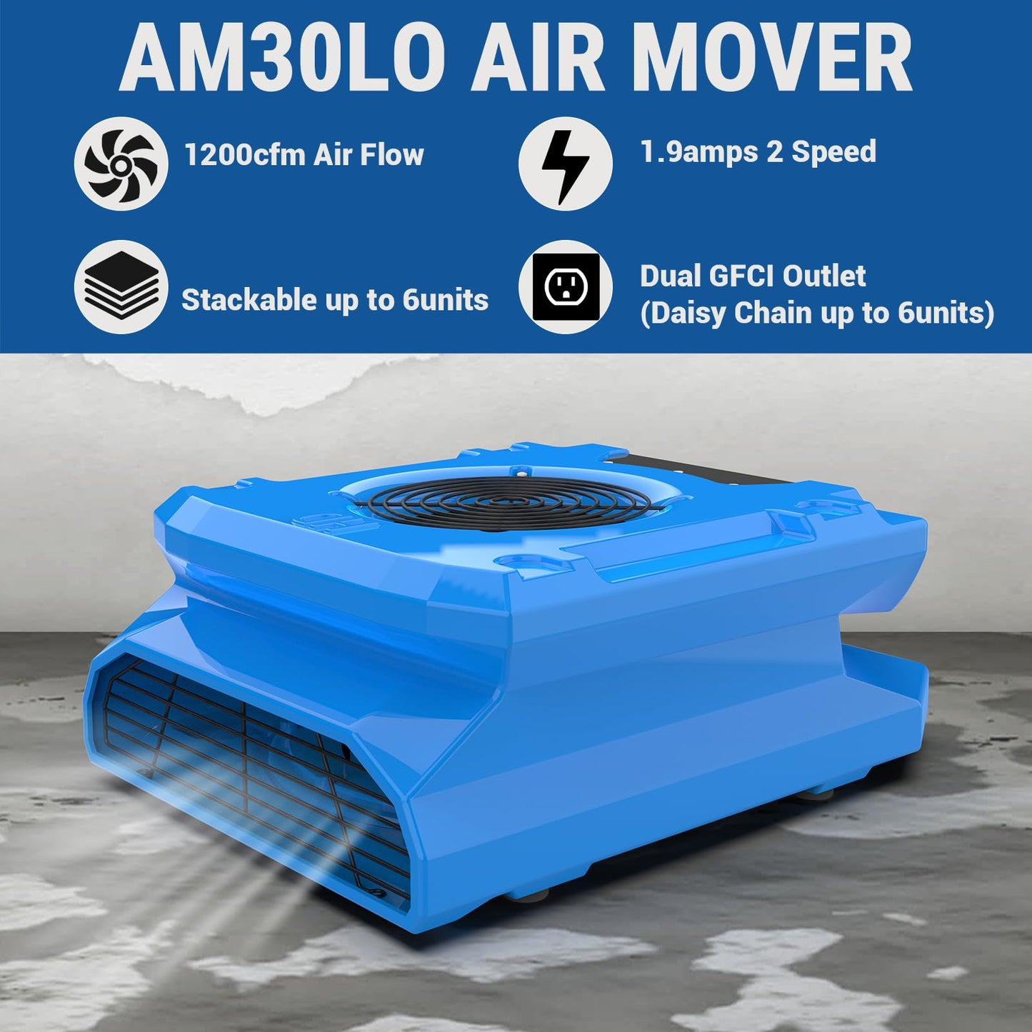 MOUNTO Water Damage Restoration Combo Package Deals (10* AM30LO Air Mover, 2*AF500 Air Scrubber, 2*DH80 LGR Dehumidifier)