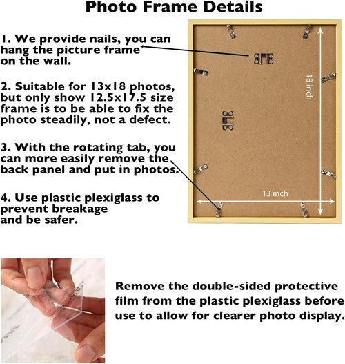 JCJMY 13x18 Gold Picture Frame - Versatile Horizontal & Vertical Wall Hanging for Photos & Posters