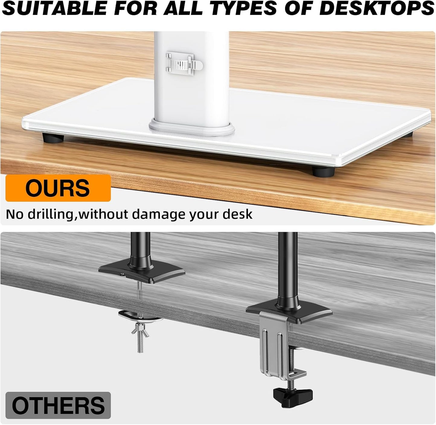 13-32 Inch 44lbs, TAVR Furniture Single Monitor Stand VESA Mount for Screens, Free-Standing Monitor Riser with Swivel