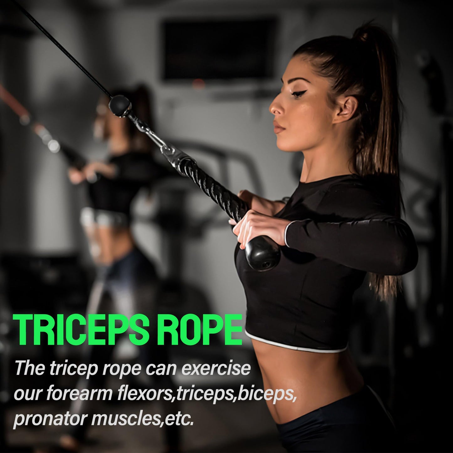 CRRXIN Tricep Rope Cable Machine Attachment, LAT Pulldown Attachment Tricep Pull Down Rope for Cable Machines Exercise Handles & Ankle Strap Home Gym Accessories