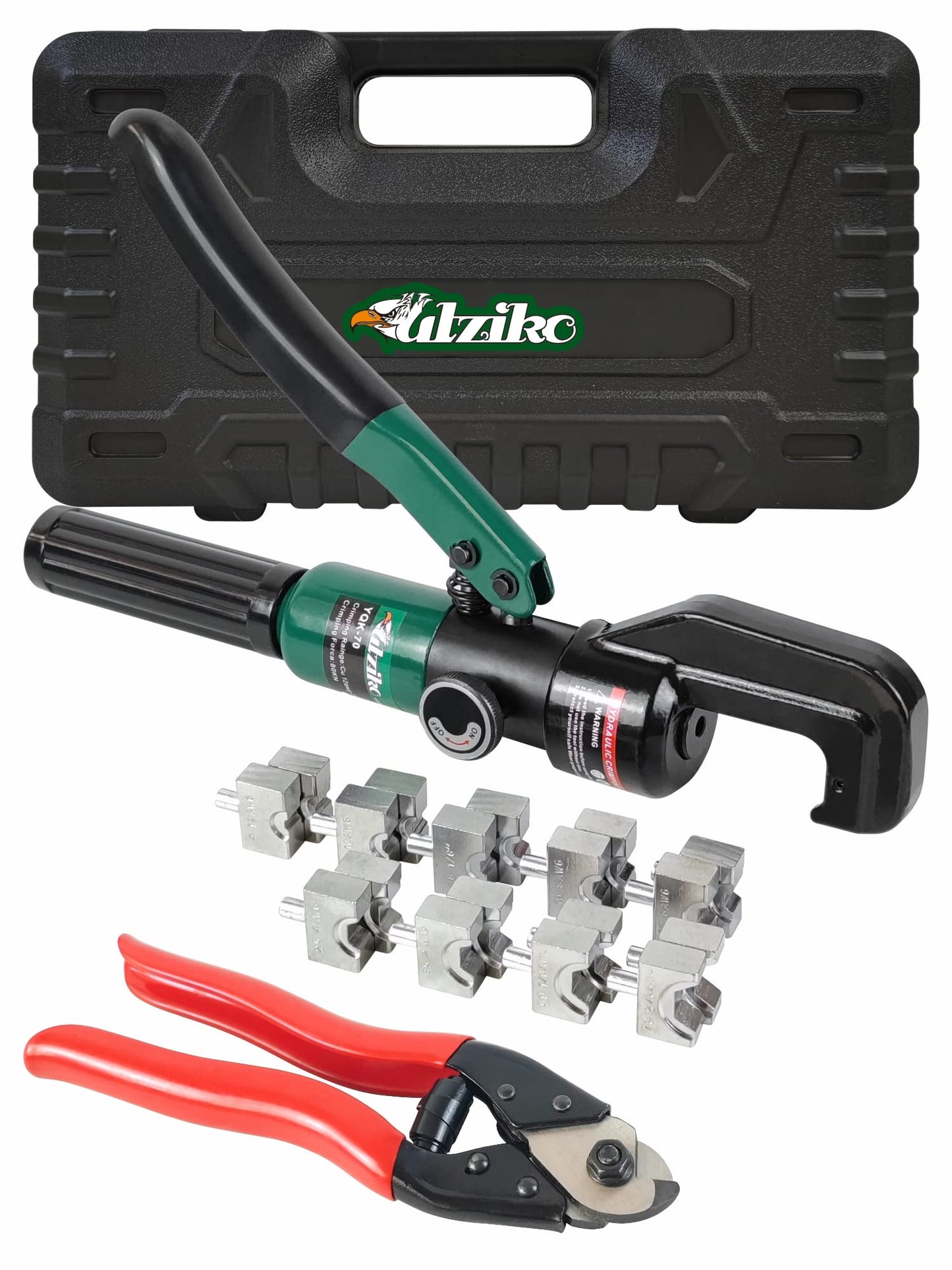 UTZIKO Hydraulic Crimper Tool for 1/8" 3/16" Stainless Steel Cable Railing Kit Hardware System Fittings, with Cable Cutter