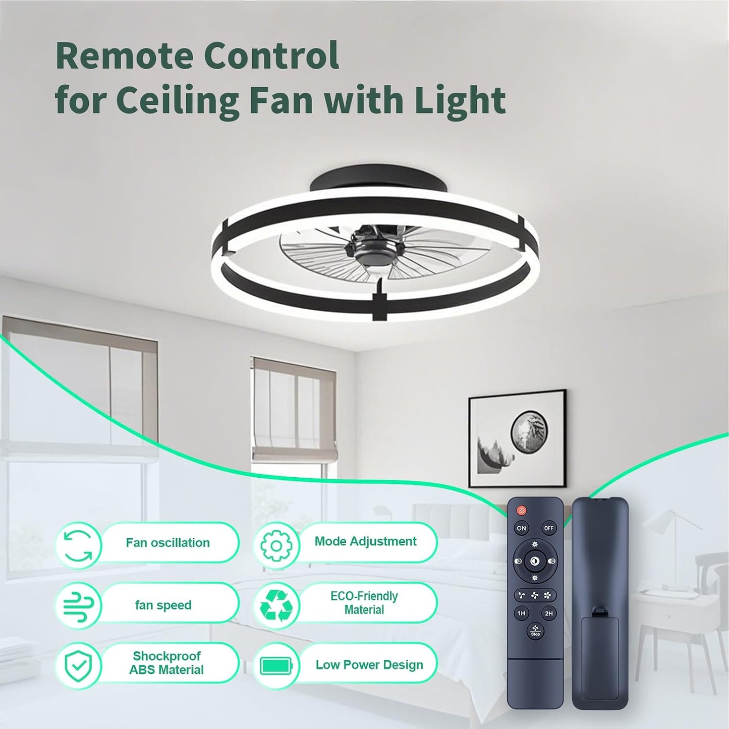 WDZP B7810 B7801, YB-460 New Fan Remote Control fit for Mpayel EINRZi Low Profile Ceiling Fans with Lights