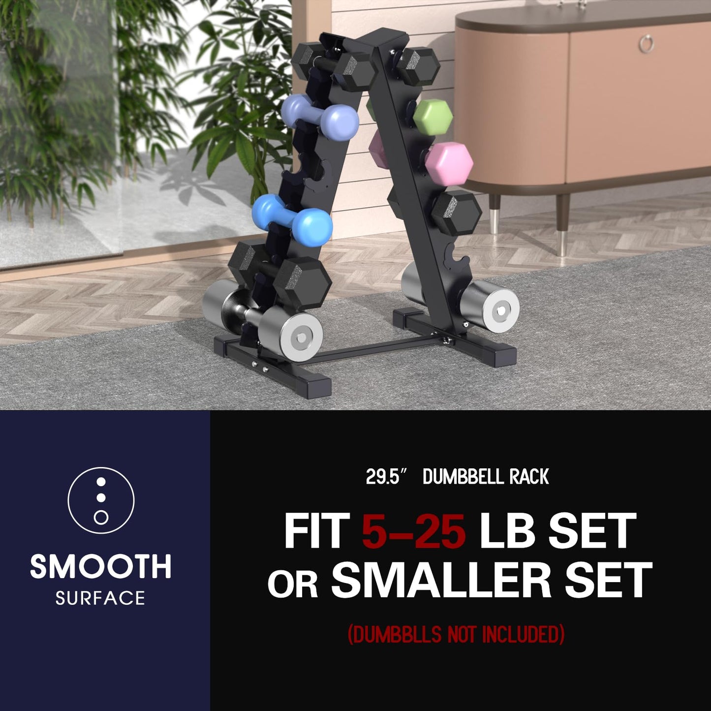Dumbbell Rack Compact Weight Rack for Dumbbell, Kettlebell, Barbell, Heavy Duty Weight Storage Organizer (A-size dumbbell rack)