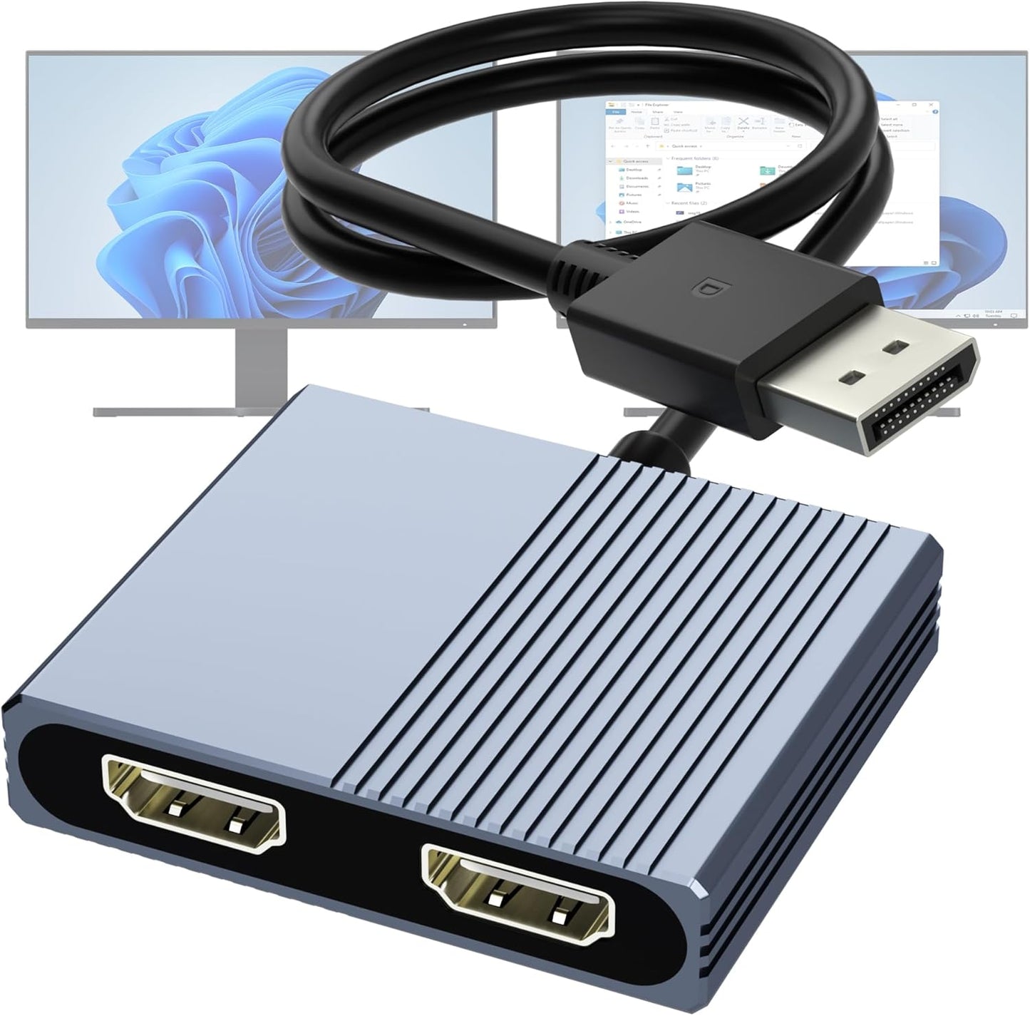 Aibilangose 4K@60Hz 2 DisplayPort to Dual HDMI Adapter, DP to HDMI Splitter Extended Display, Double hdmi Adapter