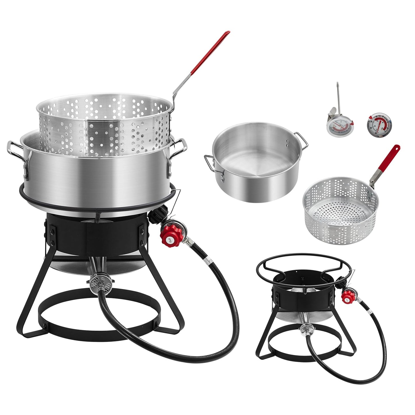 dainslef 11QT Outdoor Fish Fryer Pot with 6.7QT Strainer Basket, 58,000 BTU Aluminum Propane Deep Fryer Pot for Seafood & Fries, Portable Camping/Backyard Outdoor Cooking