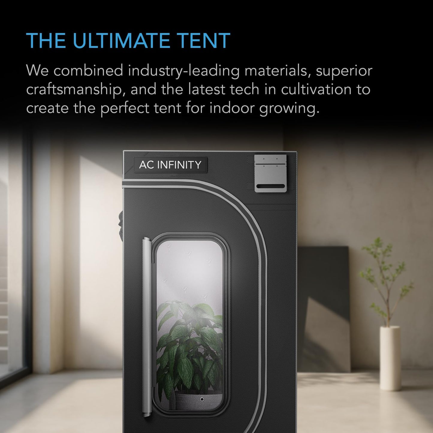 AC Infinity CLOUDLAB 844, Advance Grow Tent 4x4, Thickest 1" Poles, 2000D Mylar Canvas, Lab-Tested Highest Reflectivity, Largest Zipper Window, Controller Mount Plate, 48" x 48" x 80" Indoor Growing