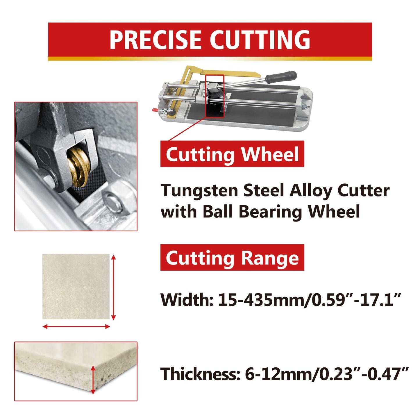 Jin Tool Professional Tile Cutter - 15" (435mm),Taiwan's Top 1 Pro Tile Cutter Brand,Strong Base, Precision Tungsten Carbide Cutting Wheel - Ideal for Porcelain Tiles in Precision Cutting Industry"