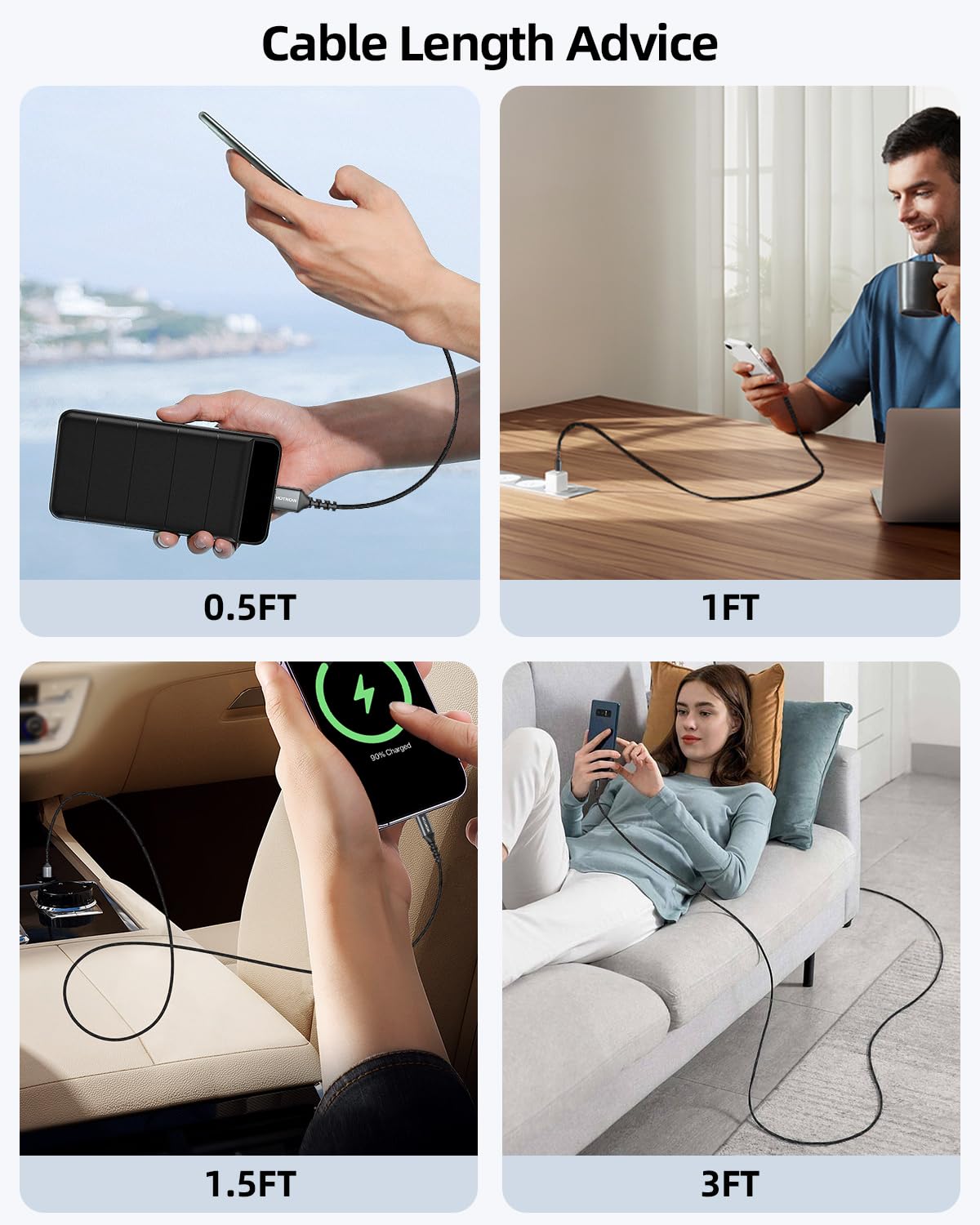 0.5FT [3Pack], 6 inch USB2.0 5V3A S7 S6 S7 S5,Note 5,PS4,Power Short Micro USB Cable High Speed Android Charger Cable