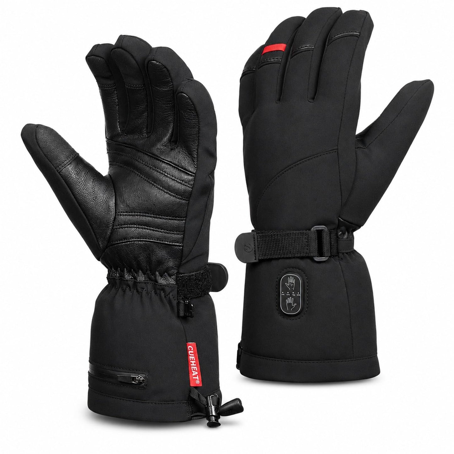 CUEHEAT Heated Gloves, Palm & Back Double Heating, Winter Outdoor Windproof Warm Thick Gloves, Battery-Powered Hand Warmer (CH03, Large)