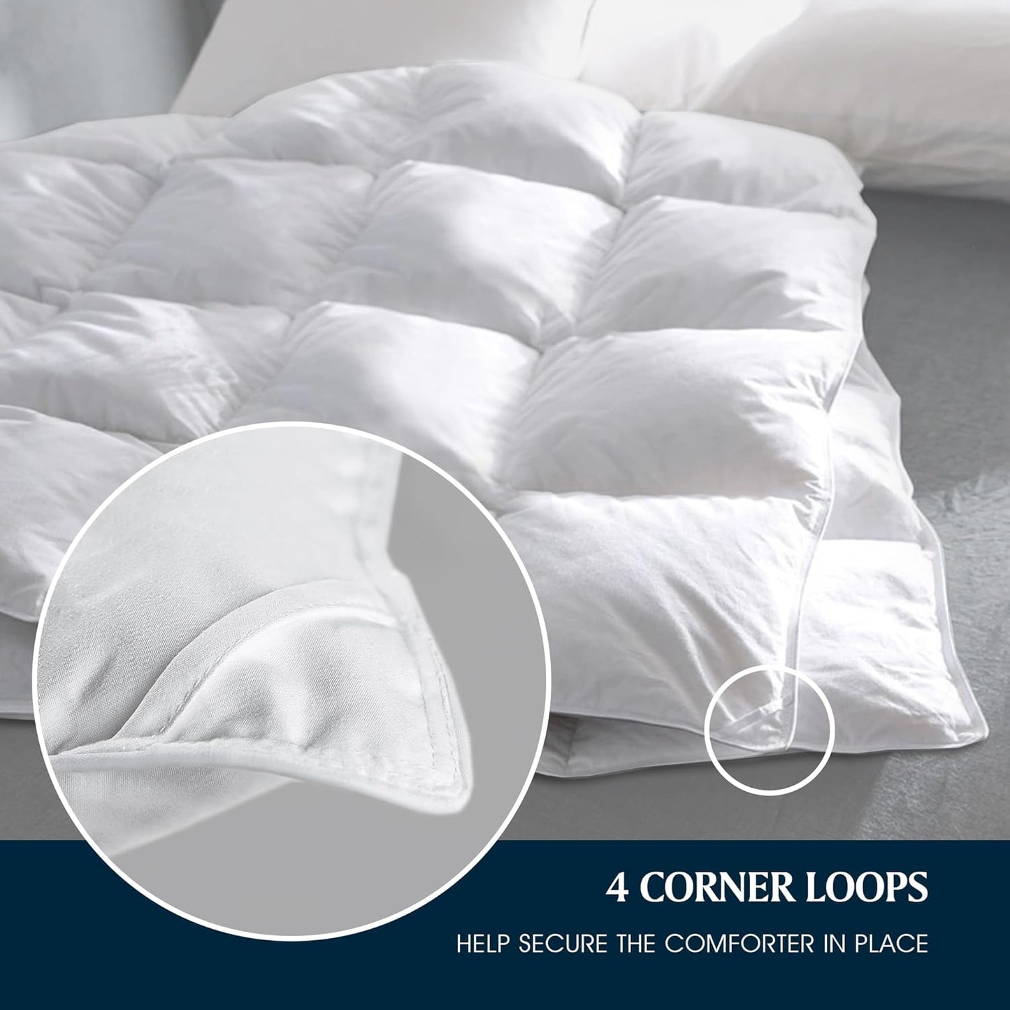 Serta Goose Feather Down Comforter - Luxurious Hypoallergenic Twin Size Duvet Insert | 100% Cotton, Medium Warmth, White 68 x 90 Inch