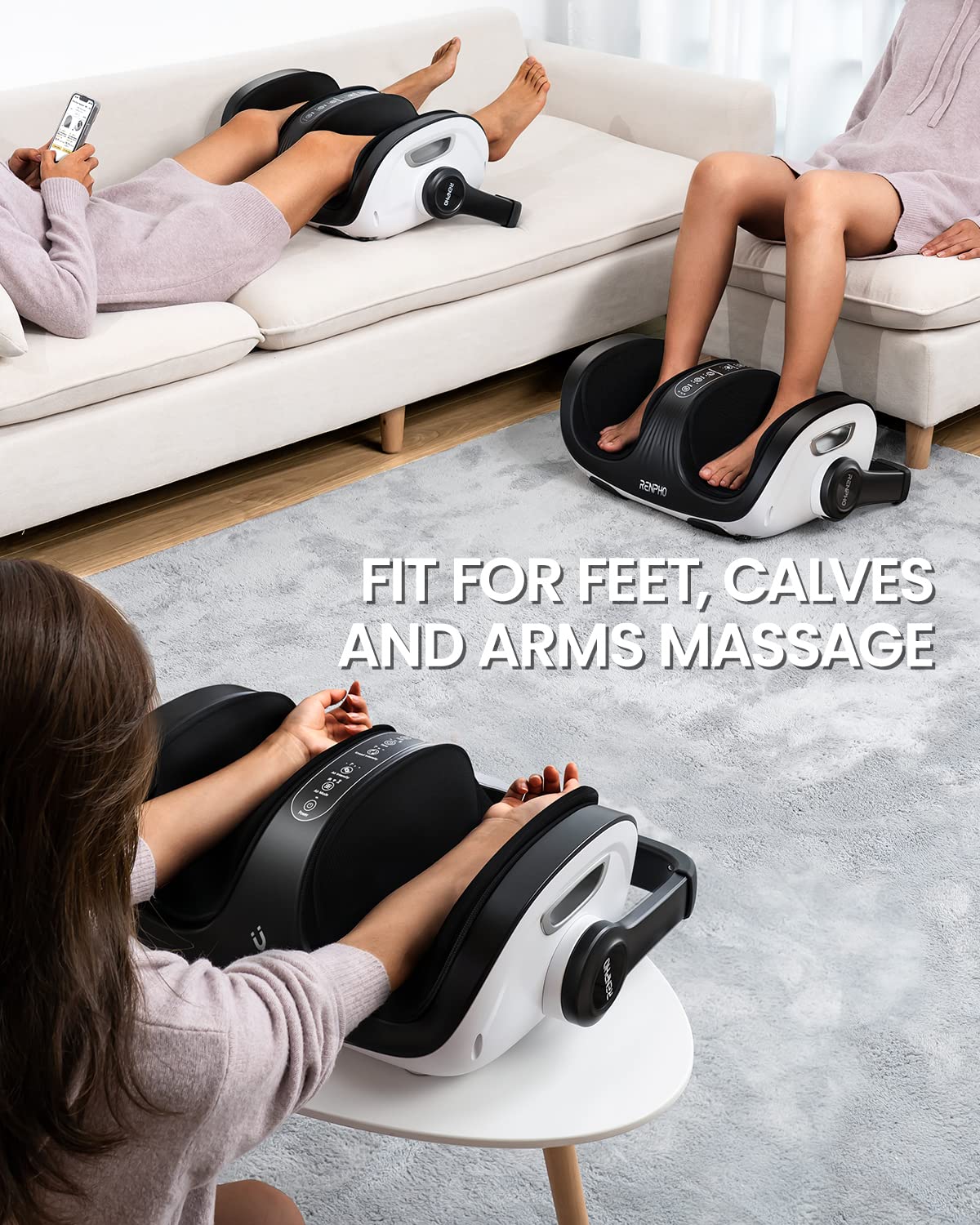 RENPHO 4-in-1 Shiatsu Foot Massager with Heat, Foot and Calf Massager, Father Day Gifts for Husband Men Dad, FSA Eligible Items Only List, Deep Kneading Massage for Plantar Fasciitis Relief, Size 14
