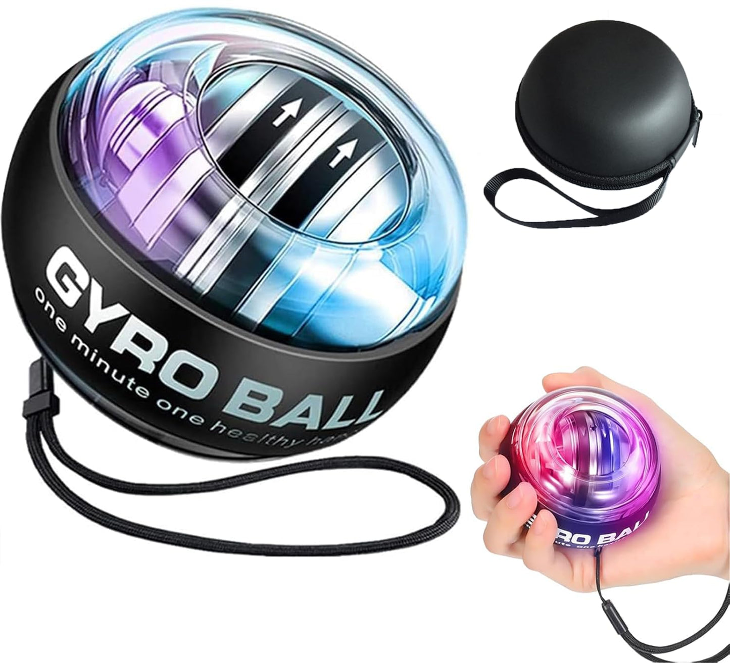 GOZATO Auto-Start Wrist Power Gyro Ball with LED Lights, Wrist Strengthener and Forearm Exerciser for Stronger Arm Fingers and Muscle
