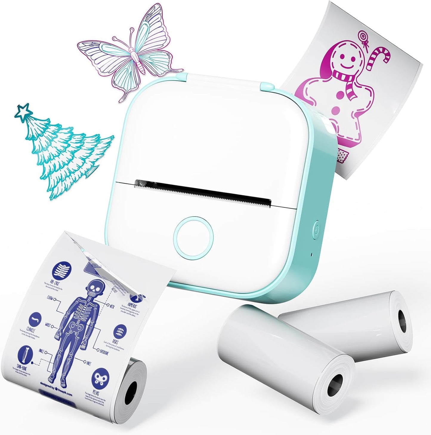 Memoqueen T02 Phomemo Mini Sticker Printer - APP AI Drawing Bluetooth Thermal Printer Sticker Maker Machine for DIY