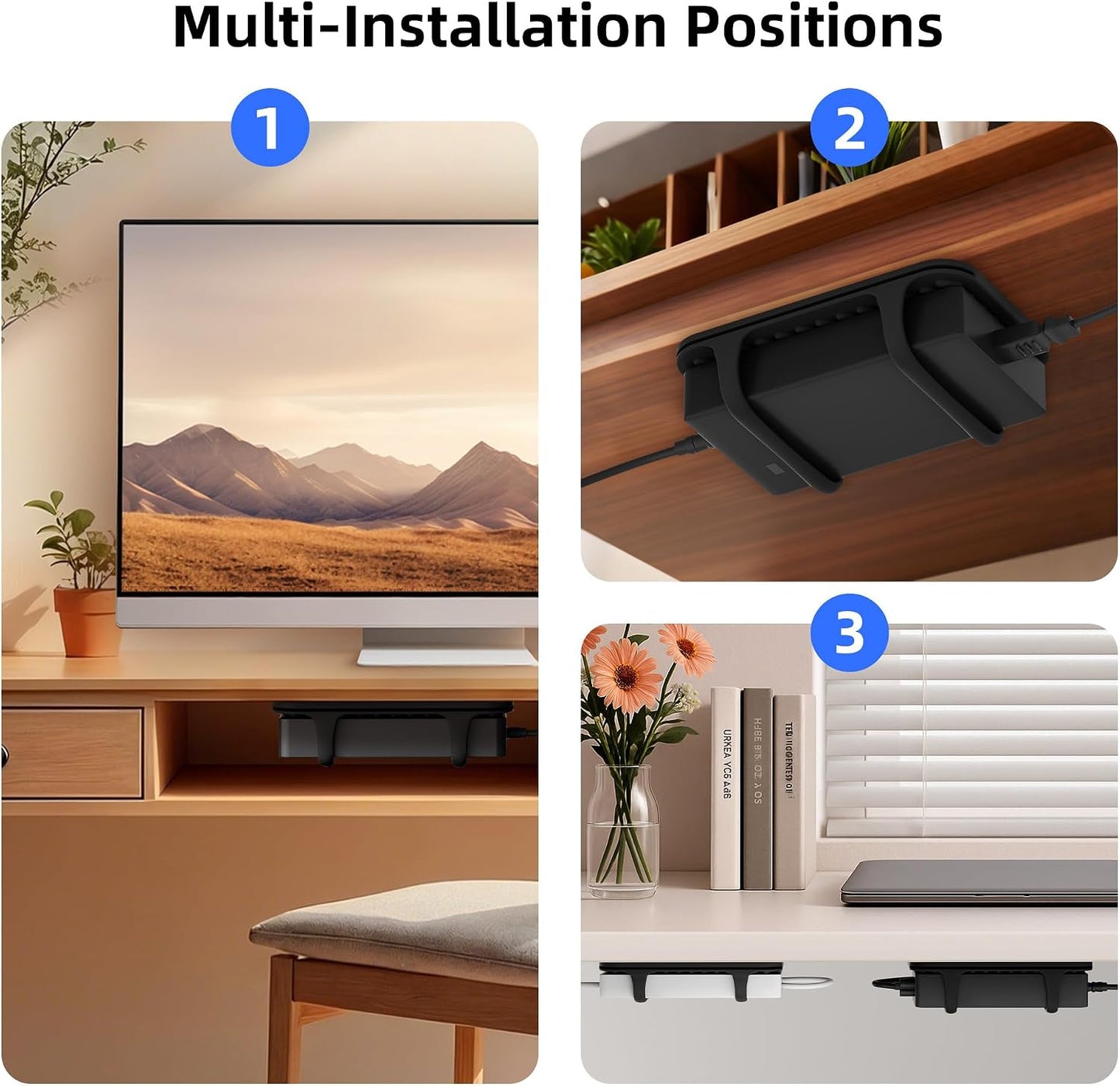 ELETIUO Universal Silicone Laptop Charger Holder,Under Desk Power Brick Mount Organizer for Charging Brick