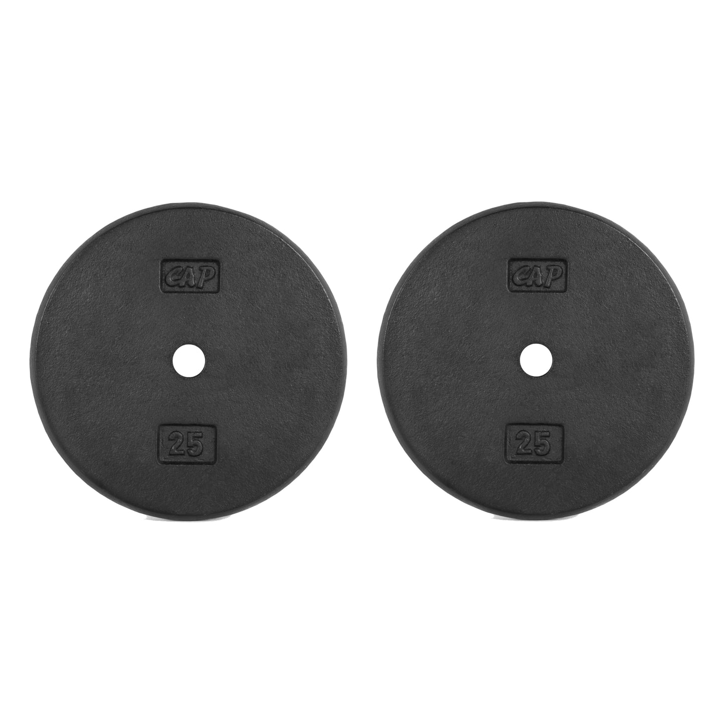 CAP Barbell Cast Iron Standard 1-Inch Weight Plate Set – Barbell Weights for Home Gym, Strength Training, and Weightlifting, 25 lb Set of 2, Black