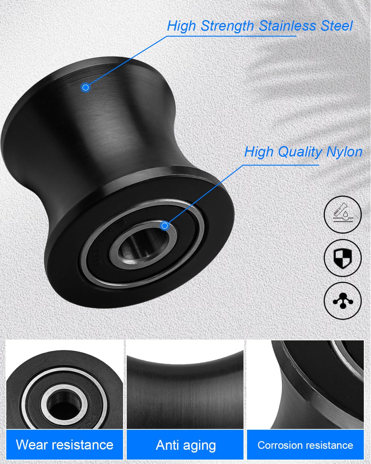 Roller Wheels Set Fit for Total Gym DLX II III Adv DLX 2500 3000 4000 570 2000 Pilates Reformer Machine, 4Pcs Fitness Exercise Equipment Wheel Replacement, with 12Pcs Gaskets