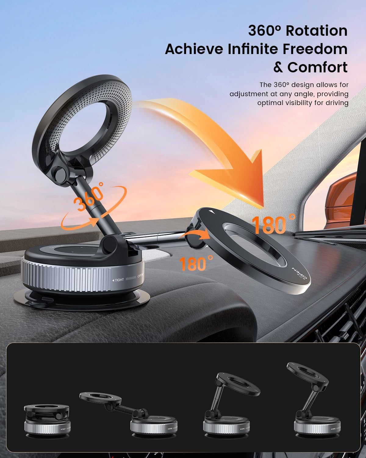 CAFELE [5KG 360 Phone Holders for Your Car Strongest Suction] Adjustable Car Phone Holder,Magnetic Phone Holder for Car