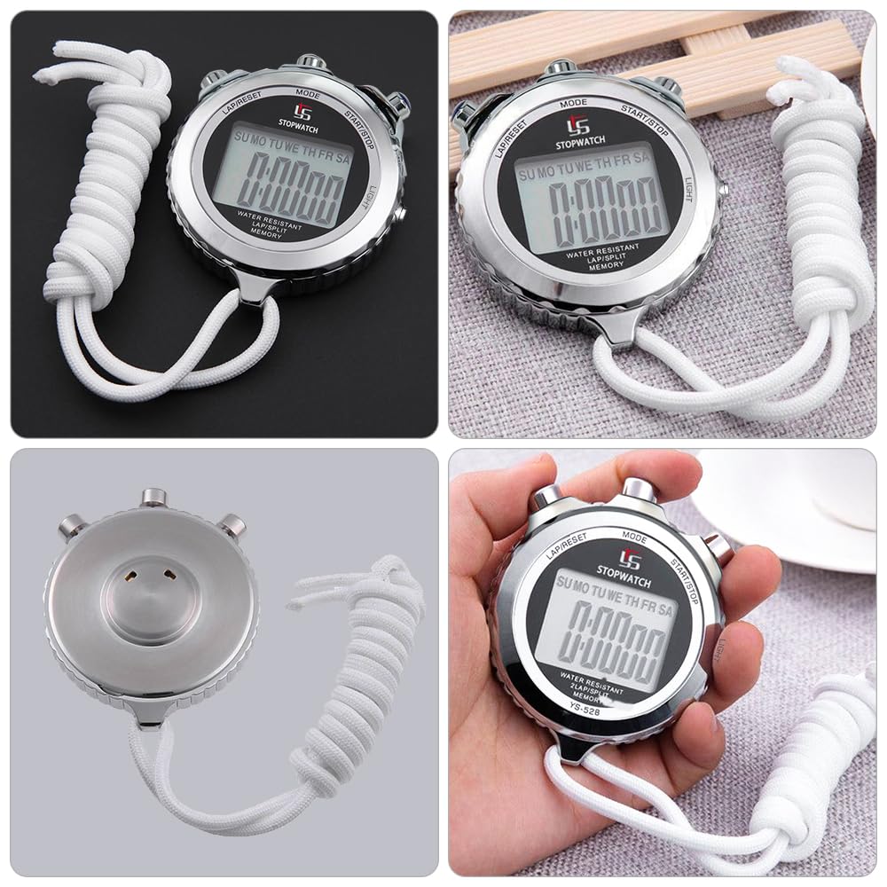 LAOPAO Stopwatch Metal Stopwatch Timer with Backlit 1/100th Second Precision 2 Lap Memory Digital Stop Watch for Coaches