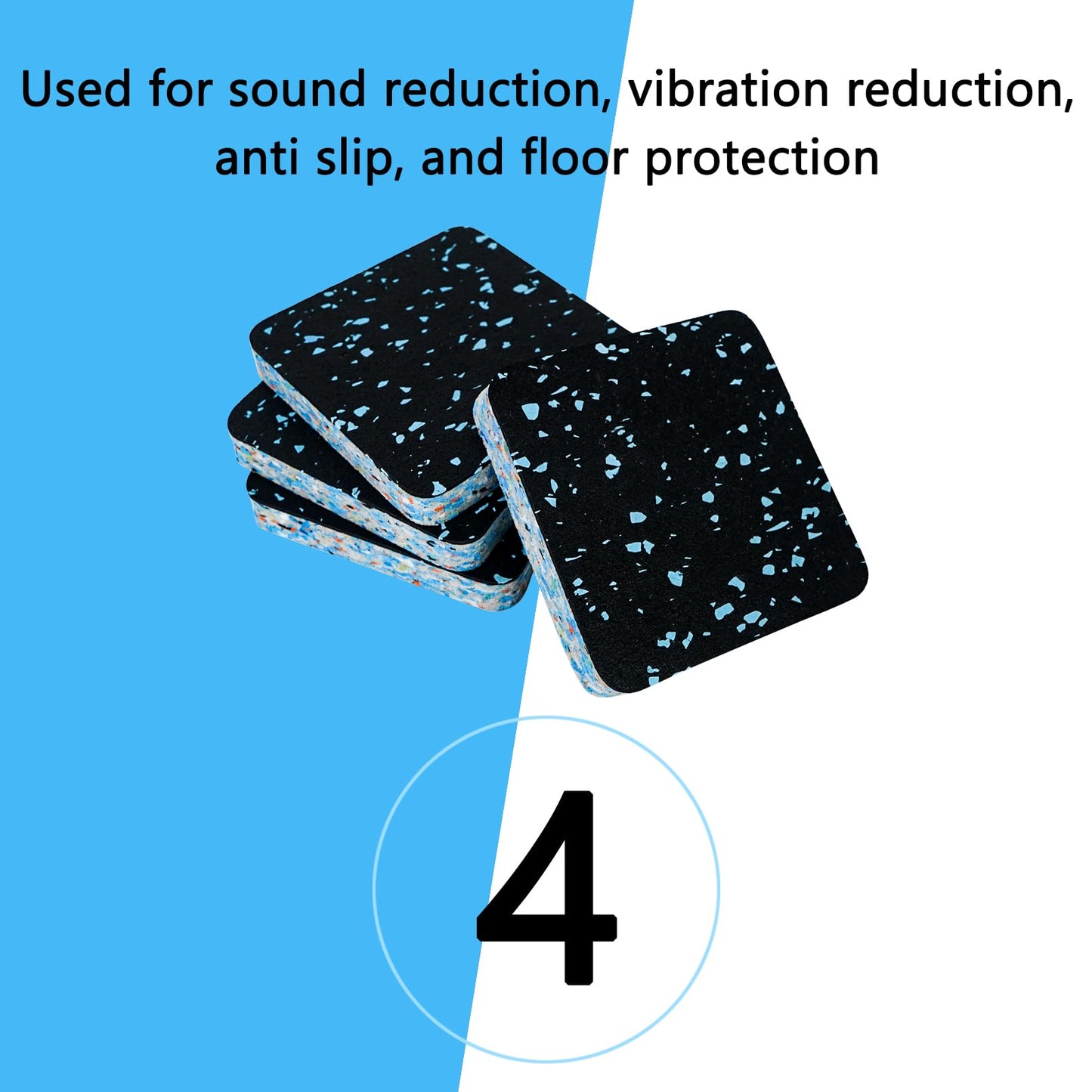 Luwint Treadmill Mat Pads, 4x4 Inch High Density Rubber and Foam Anti Vibration Pads for Noise Reduction, Floor Protection for Treadmill, Walking Pad, Washing Machine, Exercise Equipment
