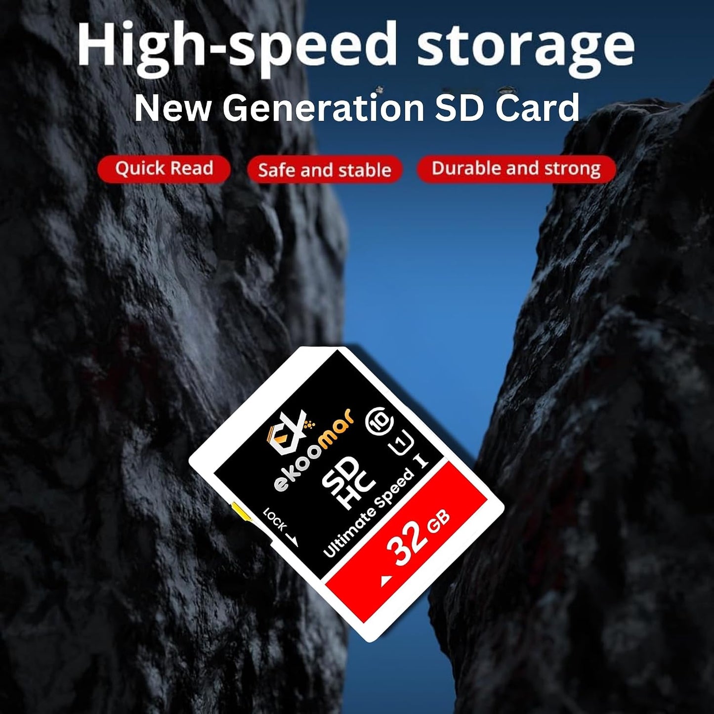 Ekoomar 10, 100MB/s 32GB (Pack 1) Card - Class High-Speed Memory Card with for Digital Camera, Dash Cam, & Video