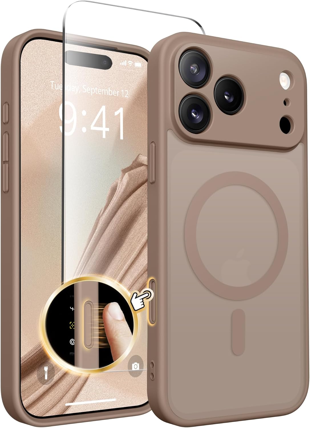 CAPRARO 17 Magnetic for iPhone Pro Case, Upgraded [Full Camera Protection] [Compatible with MagSafe] Protective