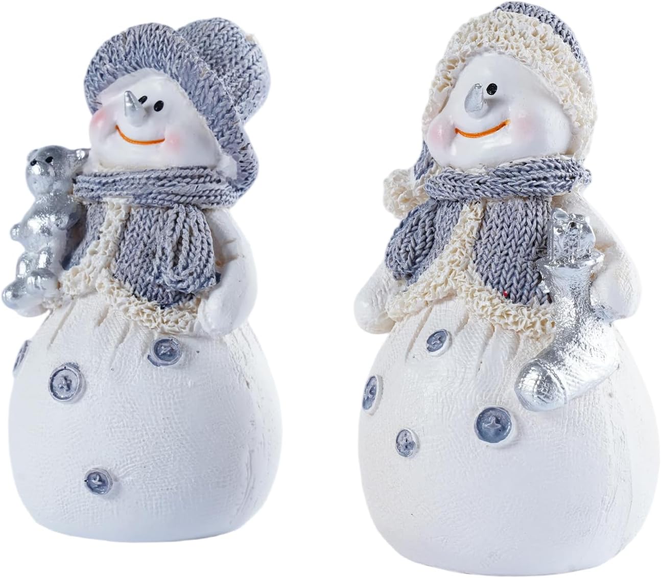 Skiennix 2-Piece Snowman Figurines - Charming Christmas Decorations for Winter Table Centerpieces