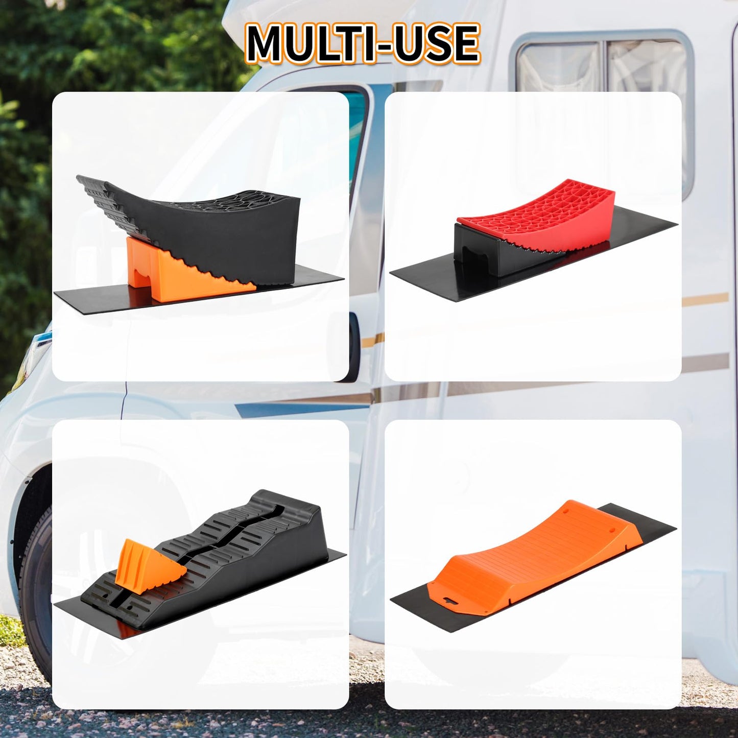 OULEME 26x9 Heavy Duty Rubber Mat, Anti-Slip Rubber Pad for RV Leveling Blocks/Ramp/Leveler (2 Pack)