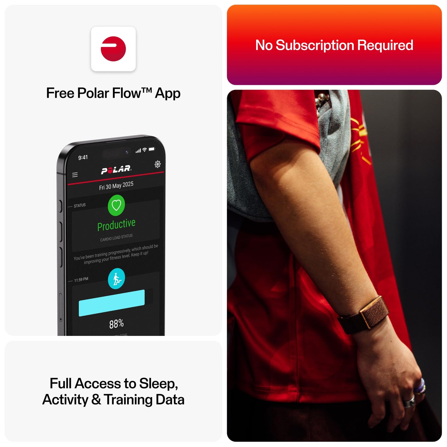POLAR Loop – Smart Screen-Free Wearable Health & Fitness Band with 24/7 Heart Rate, Sleep & Activity Tracking, Automatic Training Detection, No Subscription, 8-Day Battery.