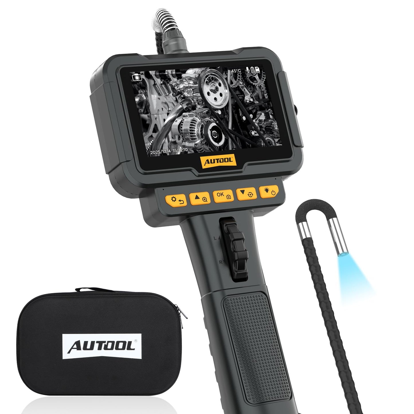AUTOOL SVB208 Articulating Video Borescope, Endoscope Camera with Light,6.25mm Ultra-Thin Probe,4.3" LCD with 8X Zoom Articulated Camera,IP67 Waterproof Snake Camera for Automotive Engine Inspection