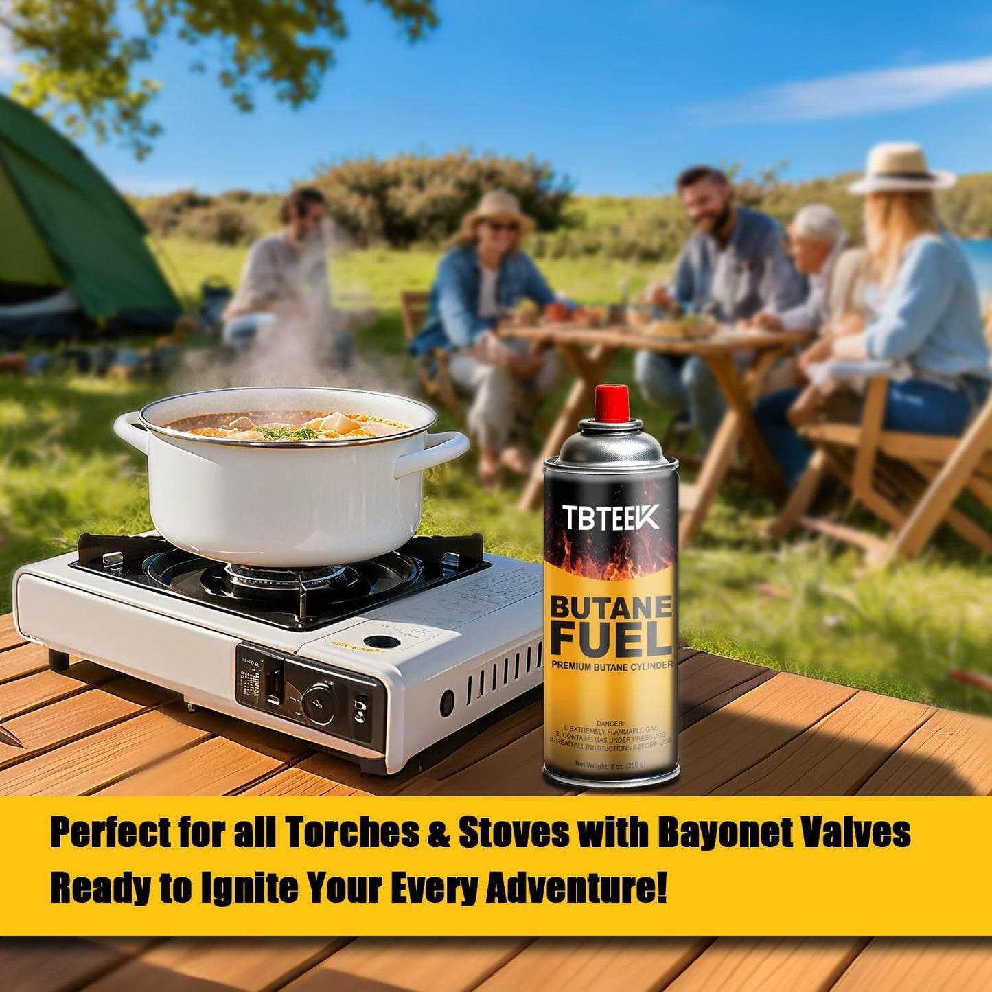 TBTeek Butane Fuel Canister - Premium 8 oz Pure Refined Butane Gas for Kitchen Torch, Camping & Grilling