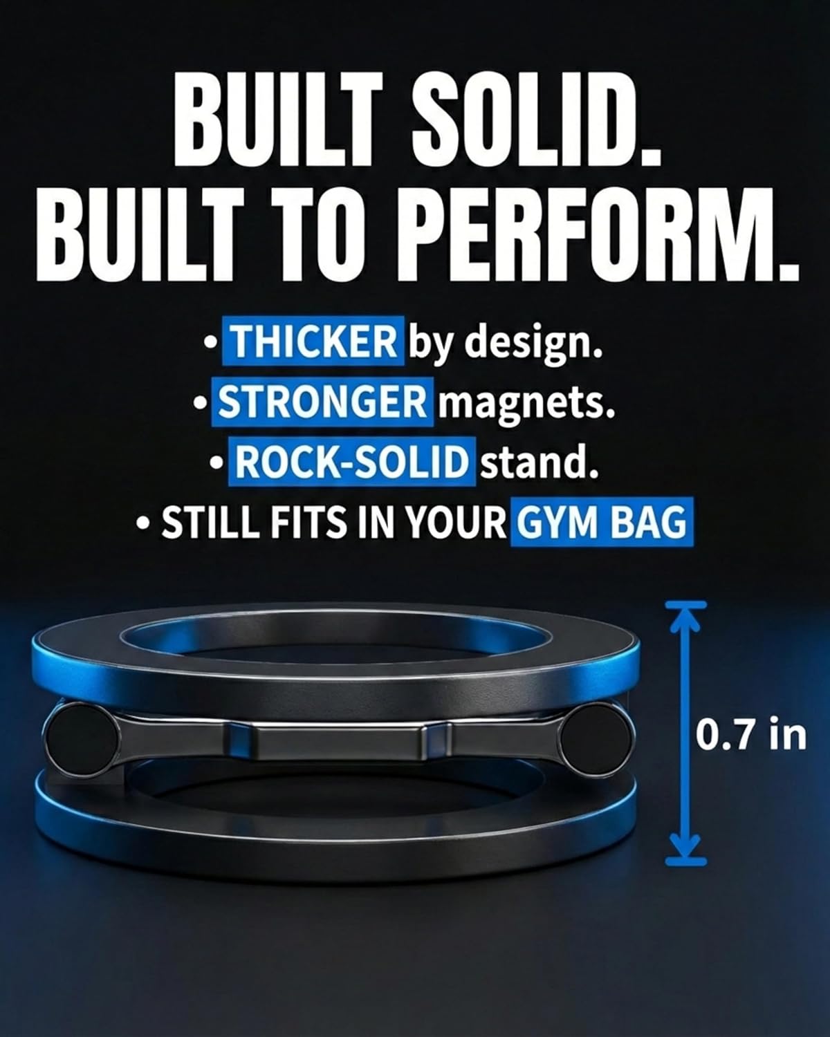 BLAUBECK Thick Gym Magnetic Phone Mount & Stand Dual-Sided Strong Magnet Holder for MagSafe & Android All Metal Zinc