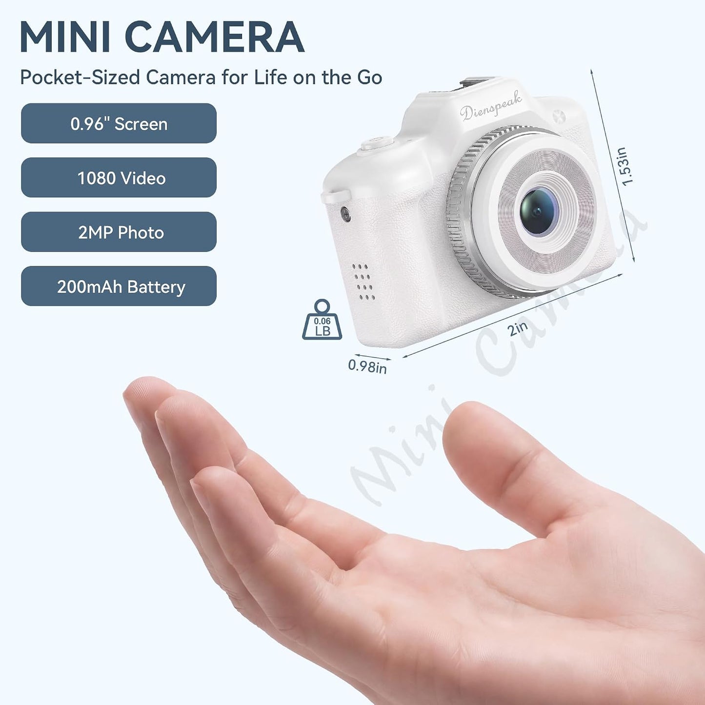 Dienspeak 32GB 1080P Tiny Digital Camera, Vintage Mini Keychain Camera for Teens & Beginners, Cute Portable Small