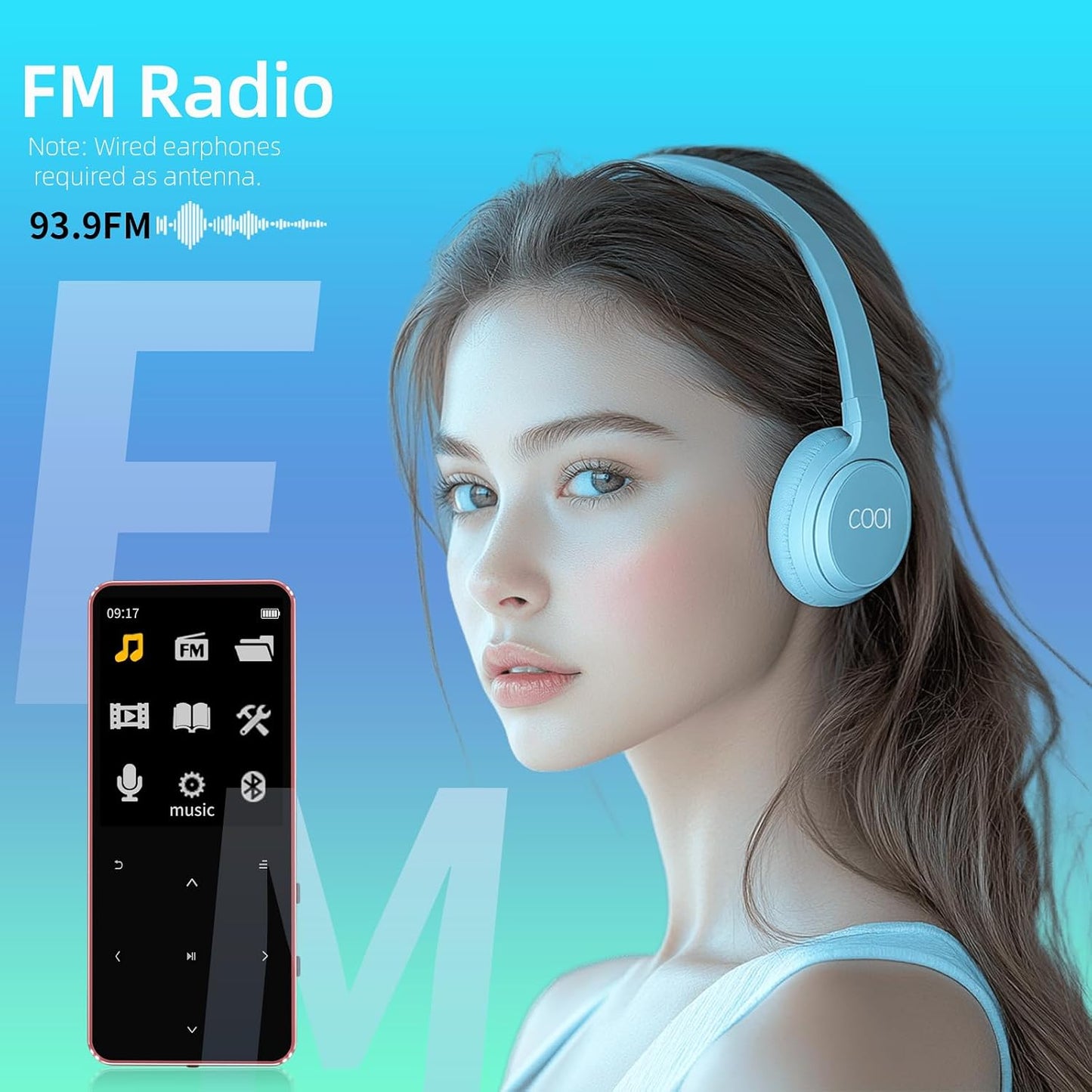 CONODO Mp3 128GB Mp3 64GB Player Bluetooth with Speaker,HiFi Sound Music Player with Bluetooth,FM Radio, Recorder