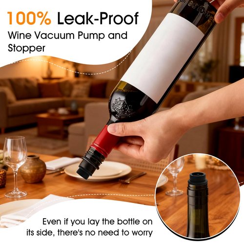 Dirvcp 12-Pack Wine Vacuum Stoppers, Reusable Silicone Wine Saver Preserver, Air Seal to Keep Wine Fresh, Universal Black Bottle Sealer Set for Red & White Wine