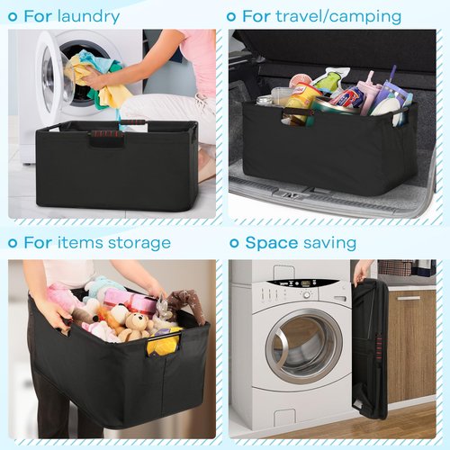 Large Laundry Basket with handle 2 Pack, Laundry Room Organization, 64L Freestanding Laundry Hamper for Family, Waterproof Foldable Basket and Collapsible Tall Clothes Hamper to Easy Installation