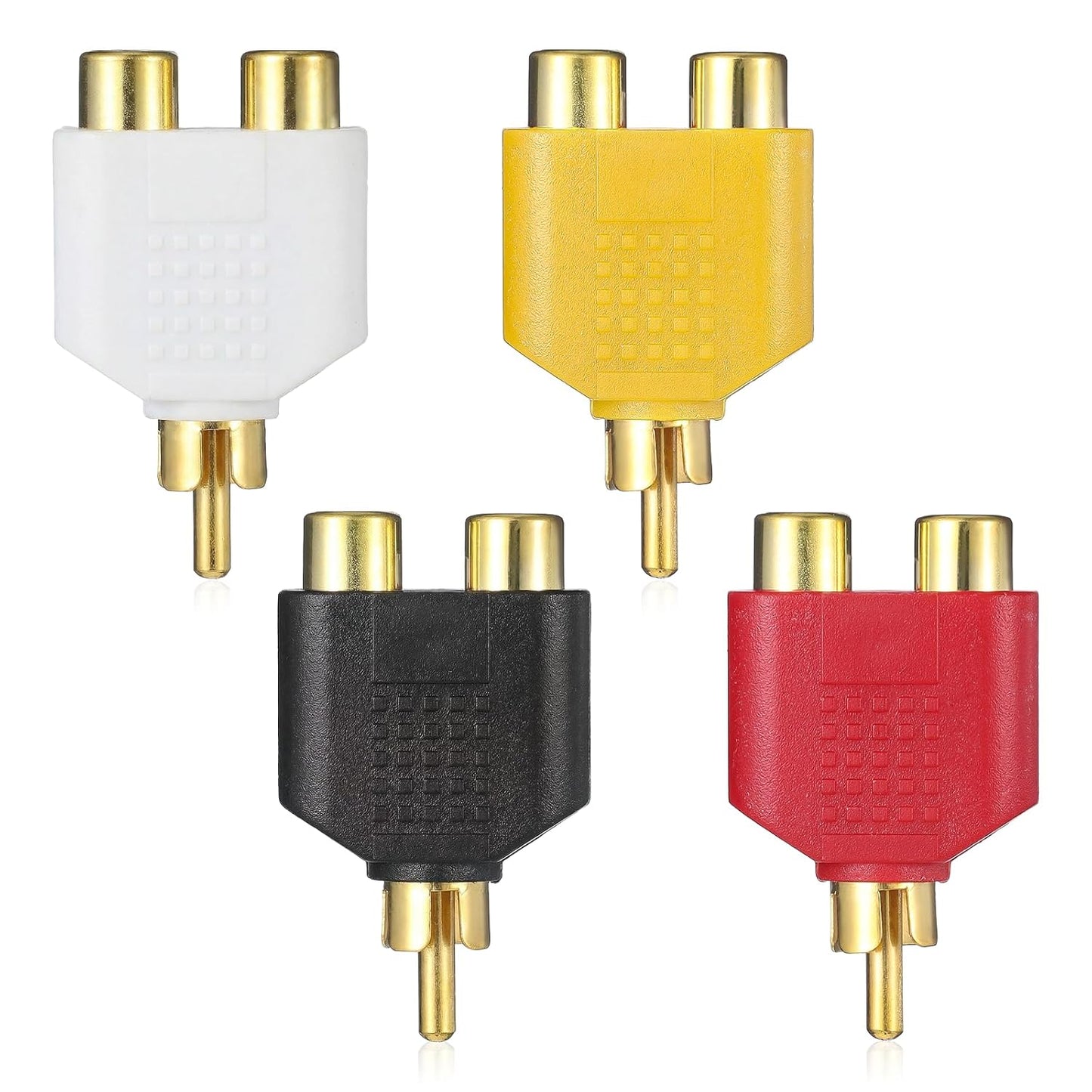 Eldraqth 2 1 4 RCA Splitter, RCA Y Splitter Adapter Female to Male AV Adapter for Audio Video AV TV Cable Convert, Plug