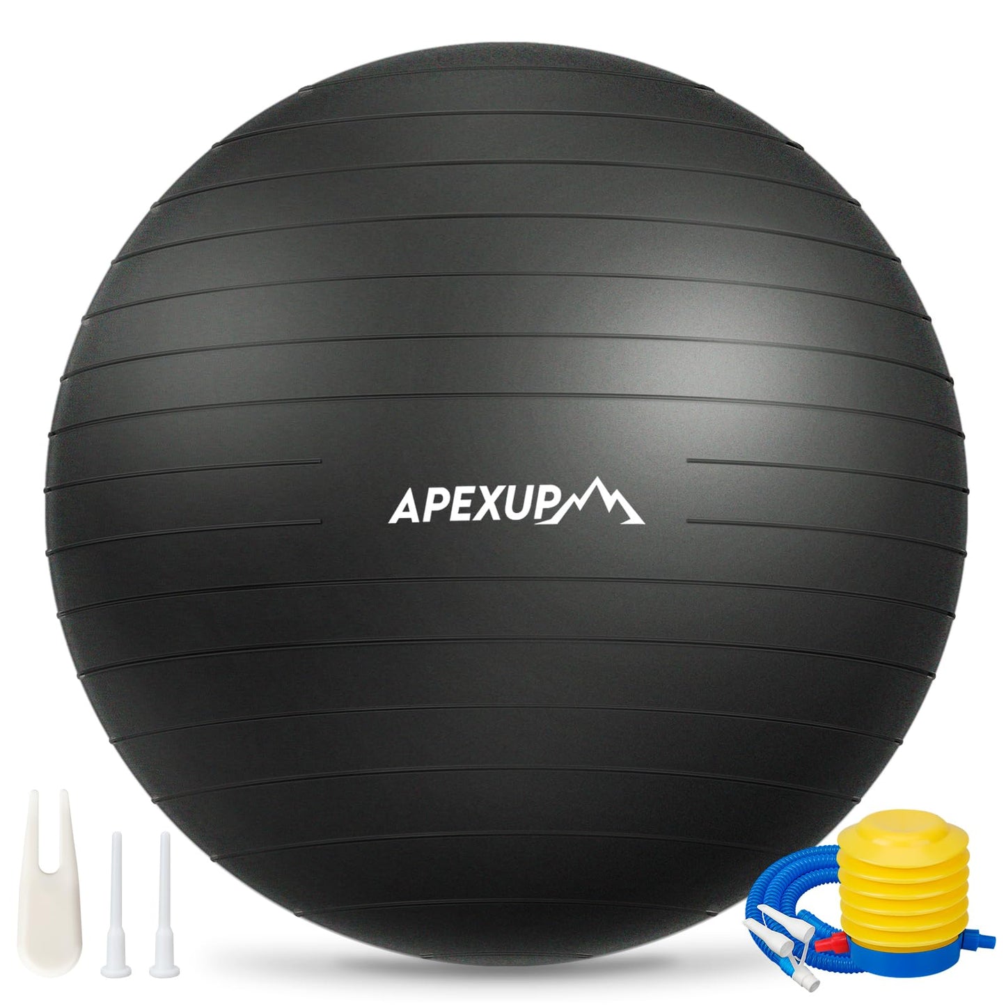 APEXUP Yoga Ball Exercise Ball Anti Slip Heavy Duty for Fitness, Balance & Core Workout, Balance Training, Pregnancy & Physical Therapy, 5 Sizes (L (23"~26") 65cm, Black)