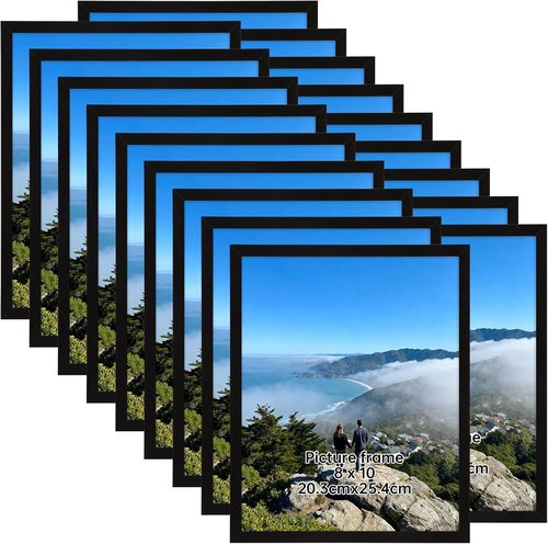 Giftgarden 8x10 Picture Frame Set of 18 - Lightweight Black Frames for Gallery Wall & Tabletop Display