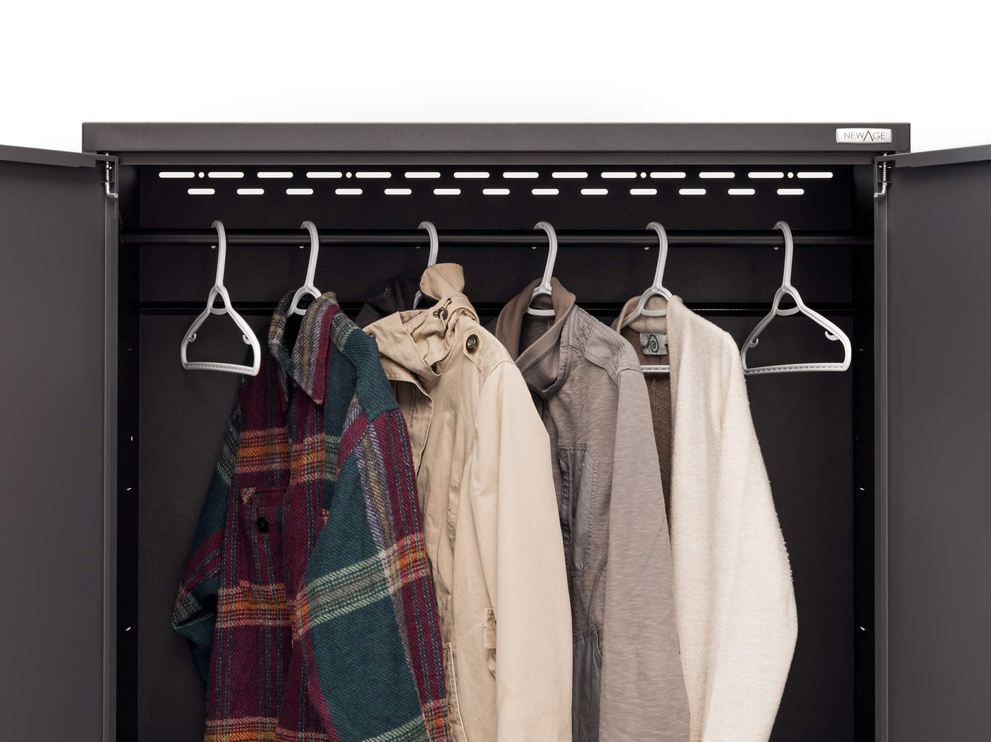 NewAge Products Garage Storage Cabinets Steel Bold Series 7 Piece Sets Includes Bamboo Worktop, Multi-Use lockers, Wall, Base and Rolling Tool Cabinets, Gray, 50421