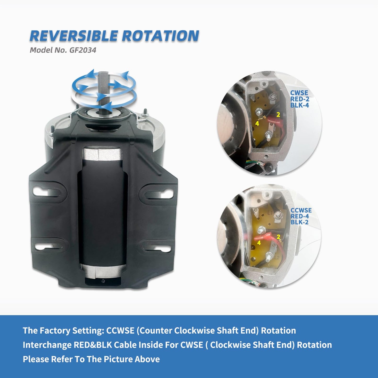 GF2034 Blower Motor 1/3HP 115V 60Hz 1725RPM 48FR Replaces Packard 45013 Ao smith/Century 316P169, NBK20598 EMERSON 8100, GE BF4706, Universal 805, Baldor RSP2442, Carrier HC41DE114, Belt Drive Leungoo
